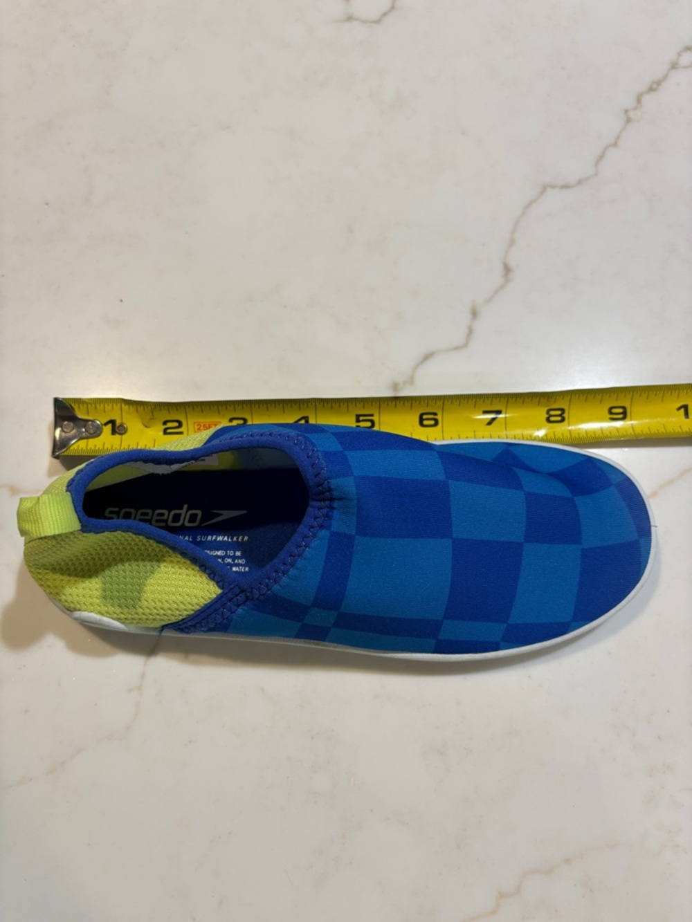 Speedo Kids Slip-On Swim Shoes in Blue and Neon Yellow Size M - Picture 7 of 9